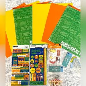 🎢 REMINISCE AMUSEMENT PARK 3-D STICKERS & SCRAPBOOK PAPER BUNDLE RETIRED DESIGN